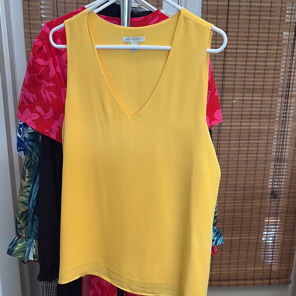 Cato Yellow Fitted Tank Top with V-Neck